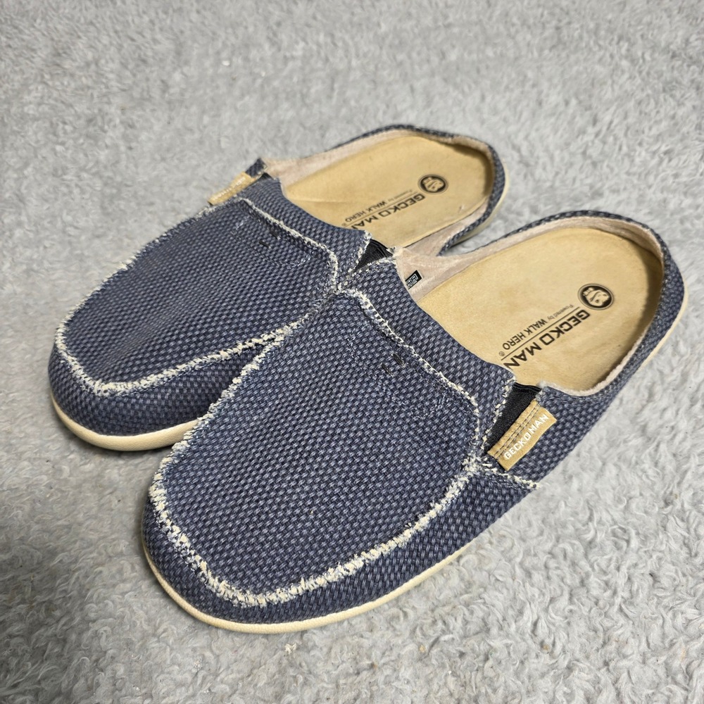 Gecko Man Walk Hero Men's Size 9 M Slip On Canvas Mule‎ Loafer Shoes Navy